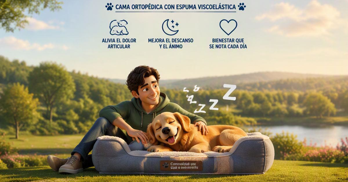 Cómo elegir tamaño cama ortopédica perro grande España 2026 — medidas Labrador Pastor Alemán Mastín