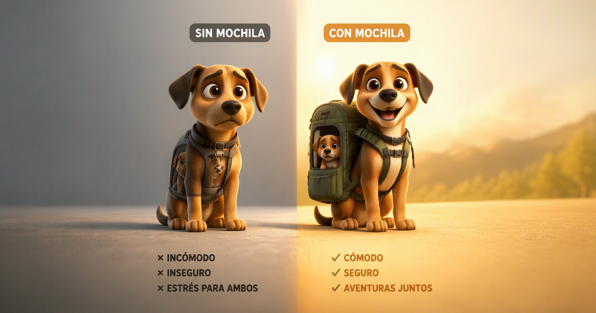 Bienestar de la mascota en el transporte en mochila