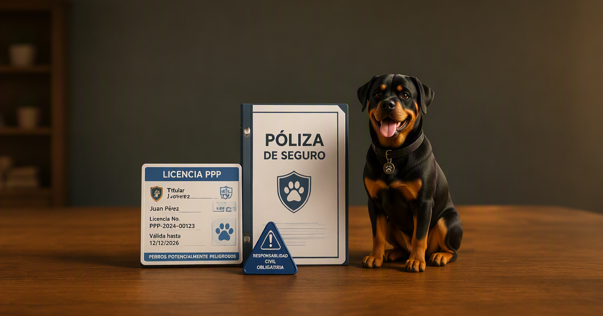 Documentación requerida para seguro RC perros PPP en España: licencia PPP, psicotécnico del propietario y certificado de aptitud