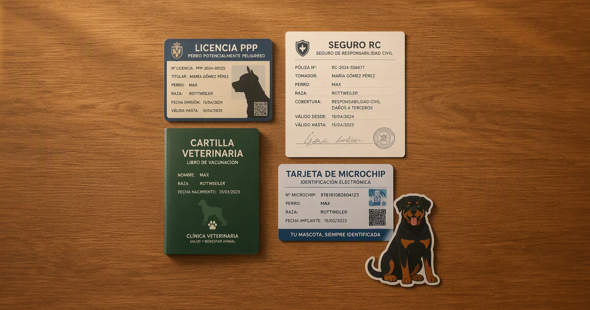Documentación necesaria para seguro de perros PPP: licencia, seguro RC y cartilla