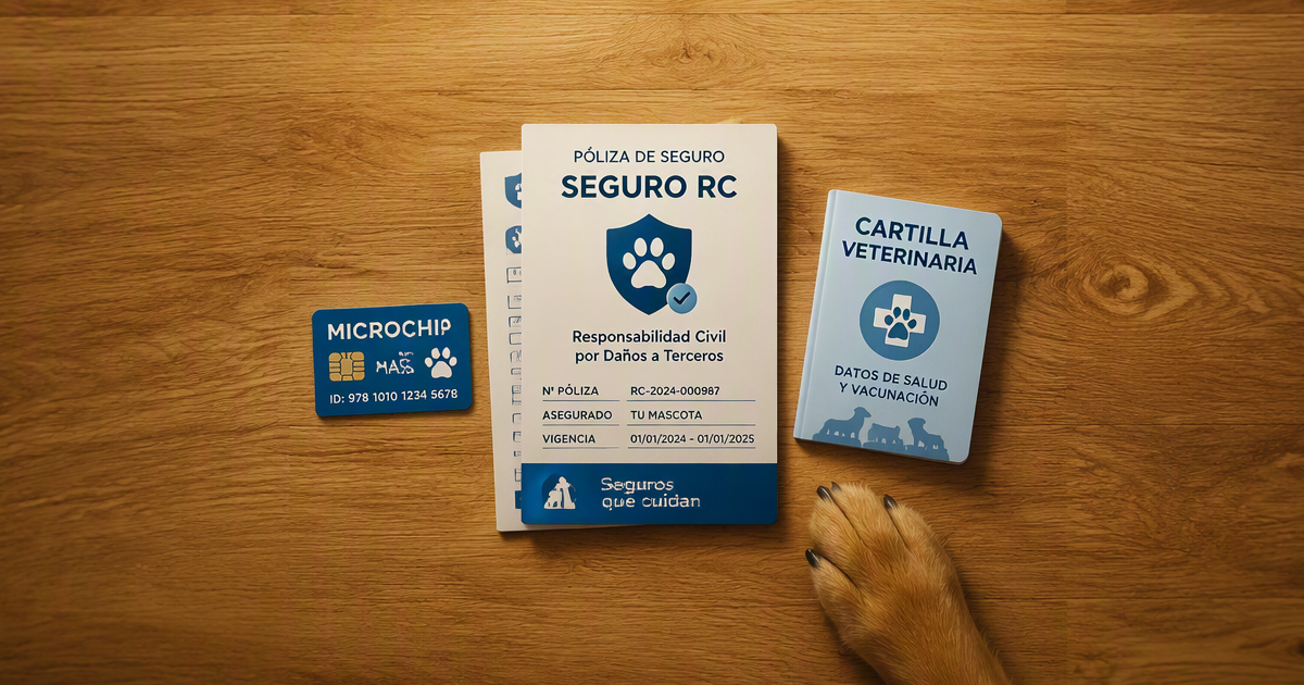 Documentación necesaria para contratar seguro veterinario: póliza RC, microchip y cartilla veterinaria